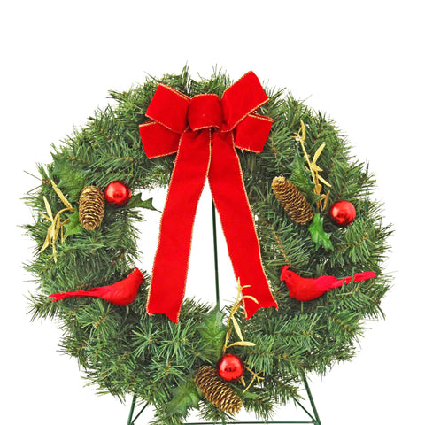 Cemetery Artificial Wreath 24 with Ornaments on Stand