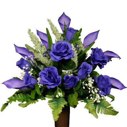F7 - Deluxe  Purple Rose and Calla Lily Crypt Vase