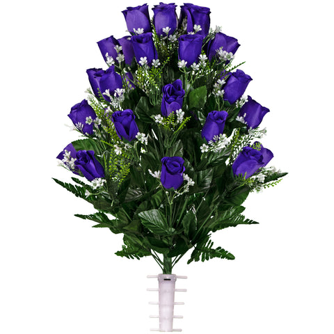 F11 - Deluxe Purple Roses with Lily Grass Ground Vase Arrangement