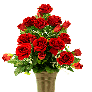 F9 - Deluxe Red Roses and Bud Crypt Vase
