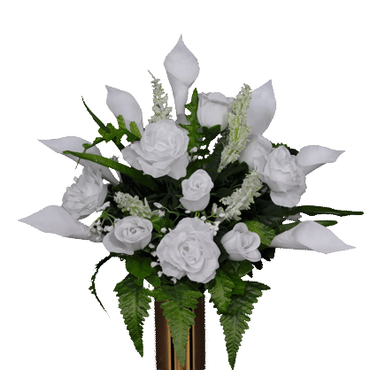 F5 - Deluxe  White Rose and Calla Lily Crypt Vase
