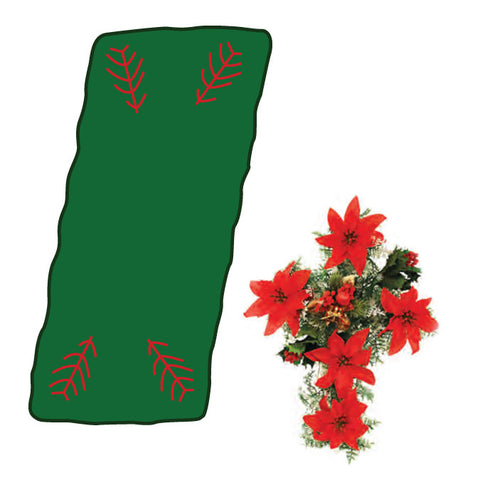 03A - Standard (6" Thick ) Fresh Evergreen Blanket w/ Poinsettia Cross