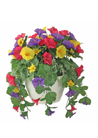 B1 - Deluxe Hanging Flower Basket with Shepherd Hook Rental - Assorted Colors