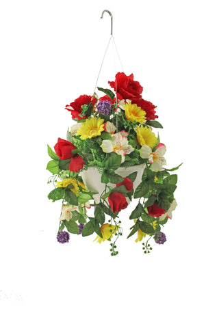 A1 - Large Hanging Flower Basket with Shepherd Hook Rental - Assorted Colors